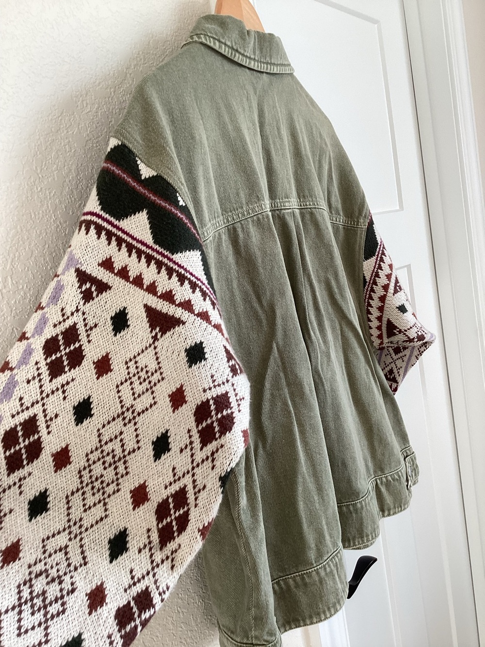 Anthropologie Sweater Sleeve Utility Jacket Pilcro Denim New Large Army Green - Picture 9 of 15